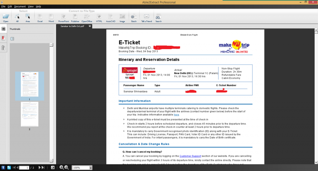 Convert PDF into DOC 