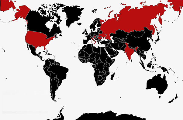 Presence of TWR around the world