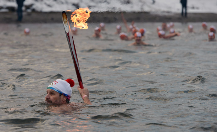 Sochi torch relay Krasnoyarsk