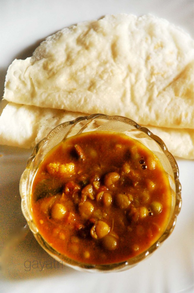 appam and the brown chickpea curry