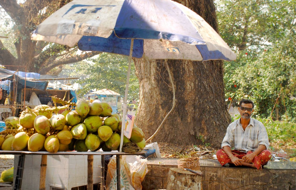 The vendor, silent and taking a breather