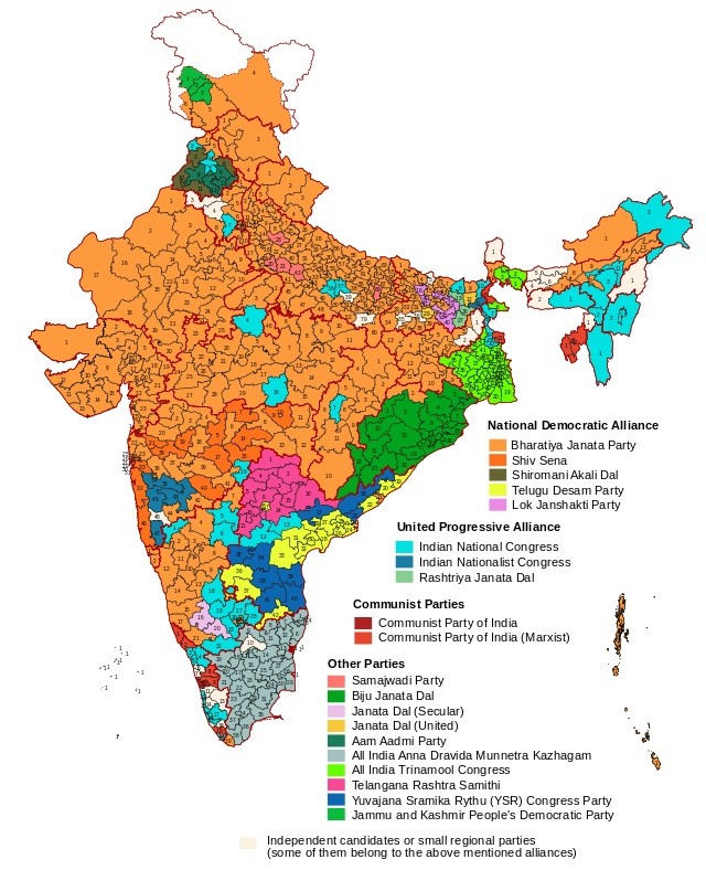 2014 Indian General Elections Map Results