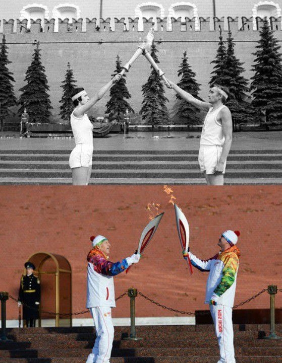 Moscow olympics vs sochi olympics torch litting