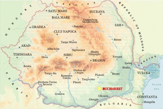 Romania Physica features Map